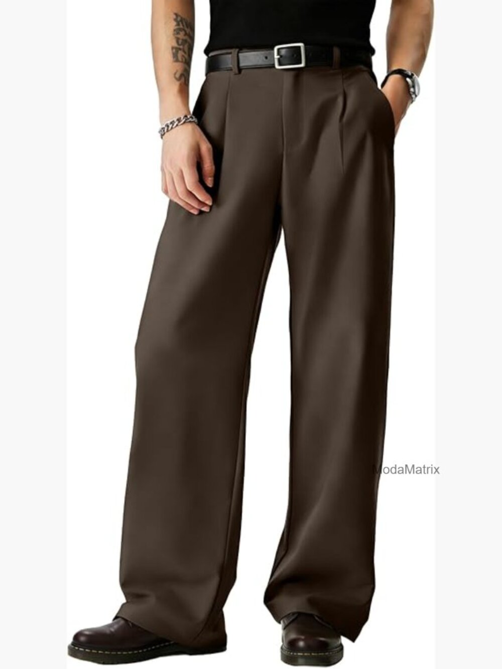 Baggy Casual Dress Pants Lightweight Pleated Wide Leg Loose Relaxed Fit Trousers